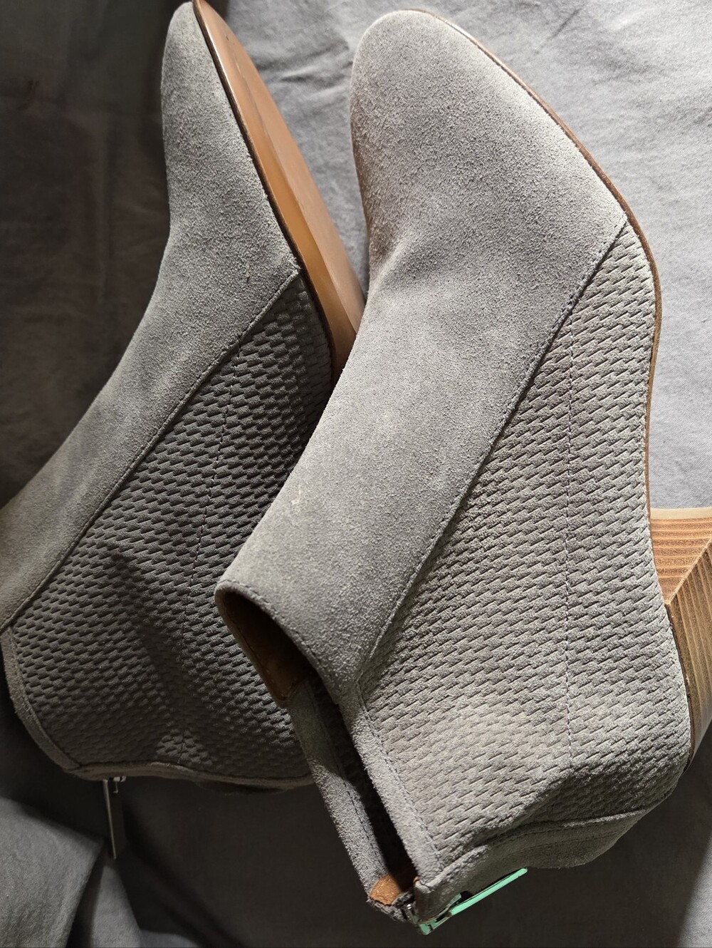 Aquatalia "Farrow" Grey Perforated Suede Bootie.
